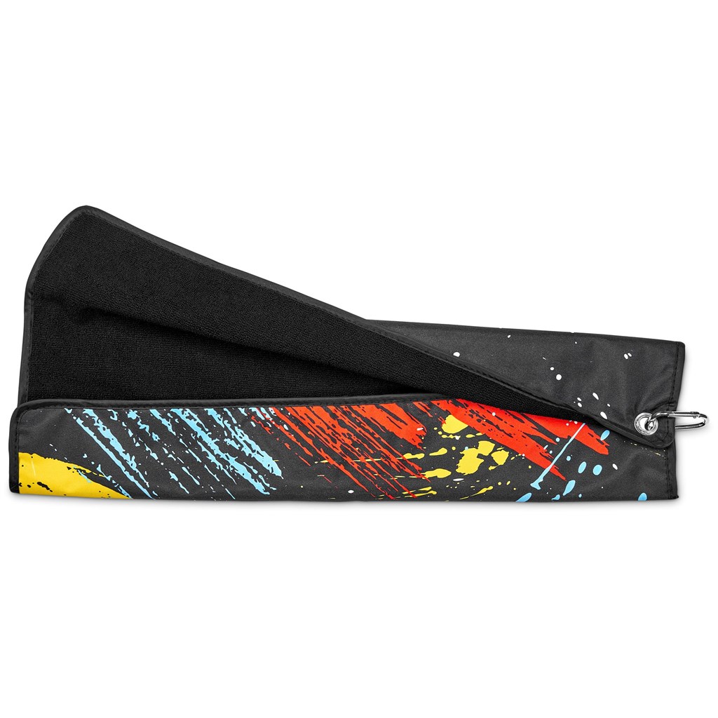 Sample Hoppla Xander Golf Towel – Black – Branding & Beyond