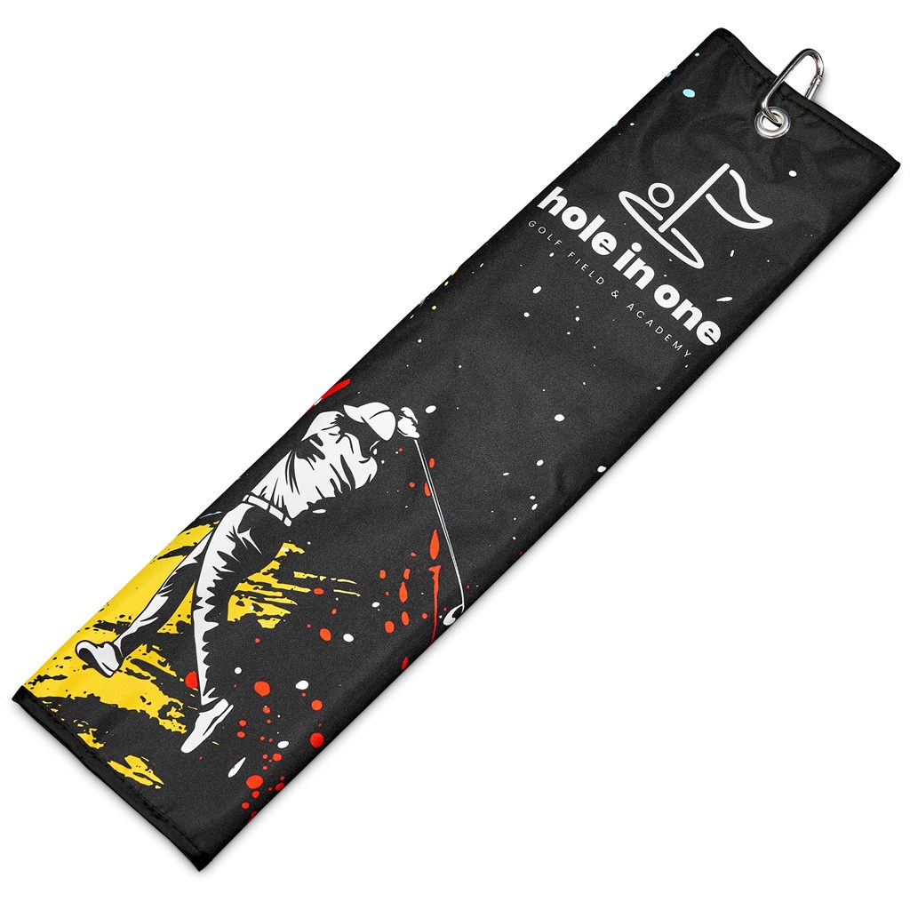 Sample Hoppla Xander Golf Towel – Black – Branding & Beyond